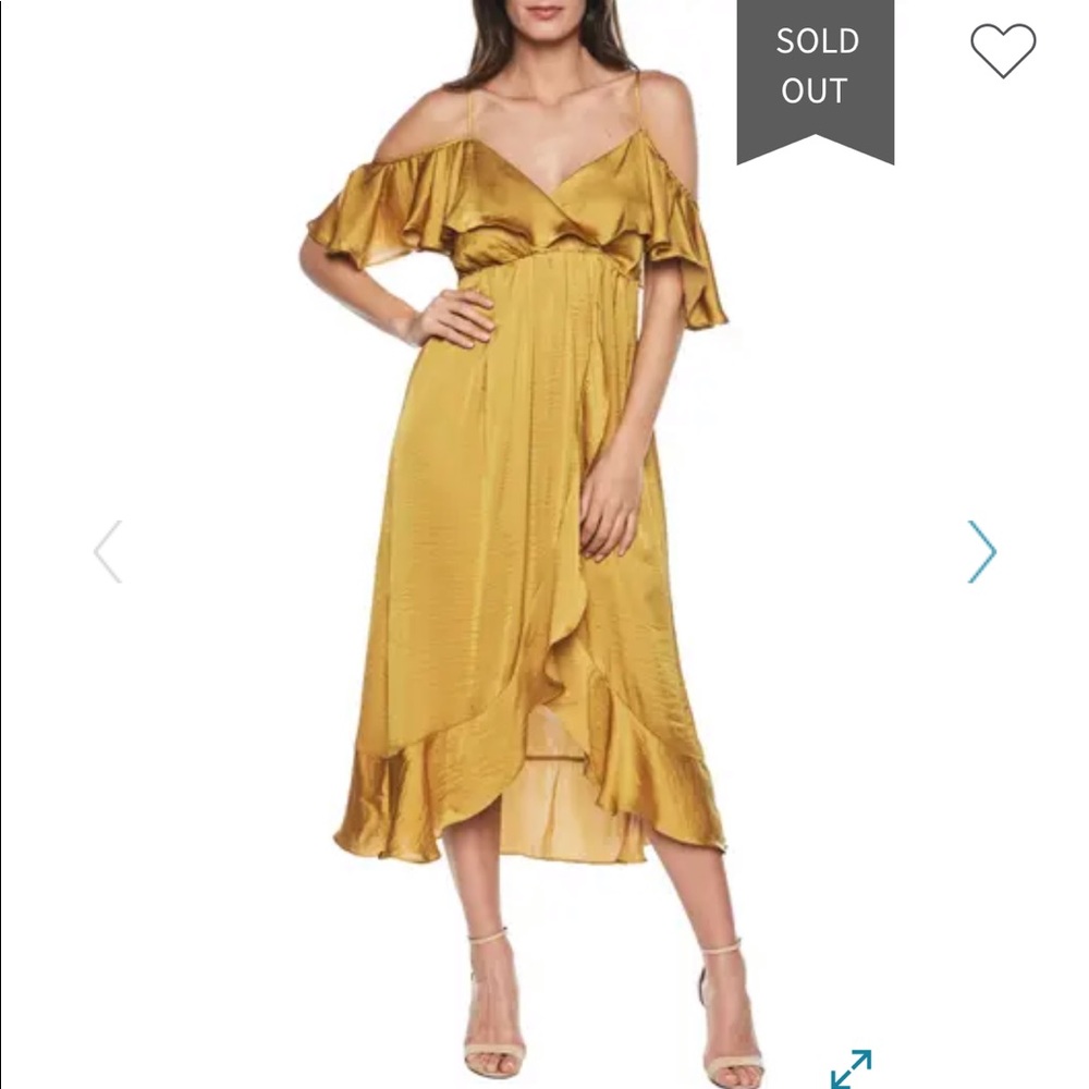 Bardot - Gold - Bea Cold Shoulder Ruffle Dress